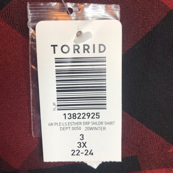 NWT Torrid brown and black checkered button front blouse size 3X - Picture 4 of 4
